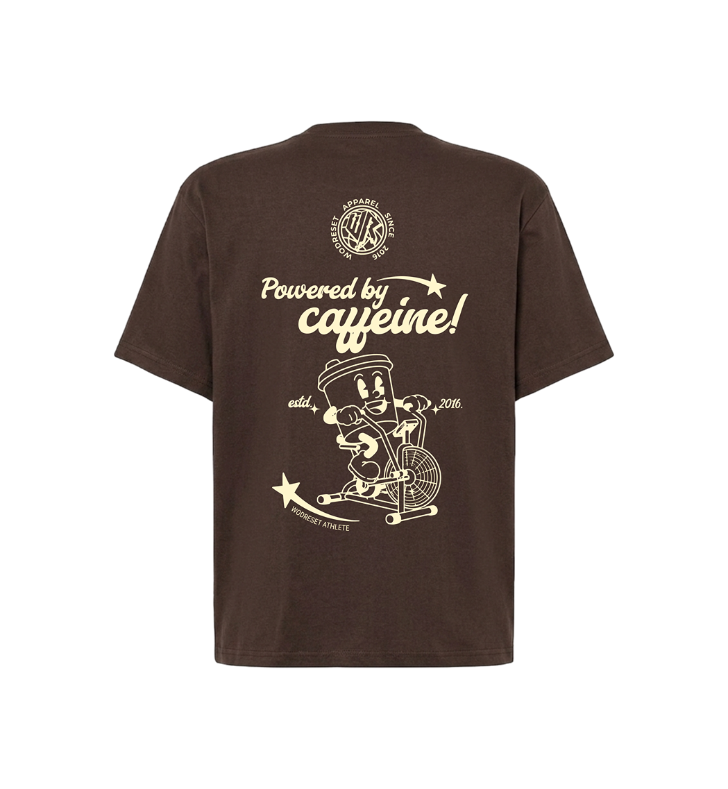 Camiseta "Powered by Caffeine" - Brown Oversize Tee