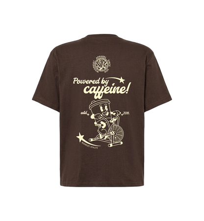 Camiseta "Powered by Caffeine" - Brown Oversize Tee