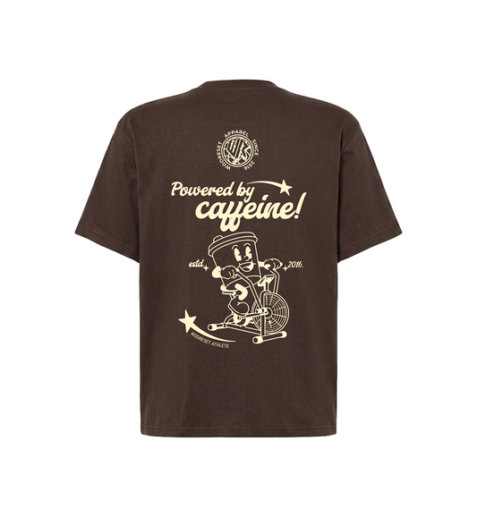 Camiseta "Powered by Caffeine" - Brown Oversize Tee