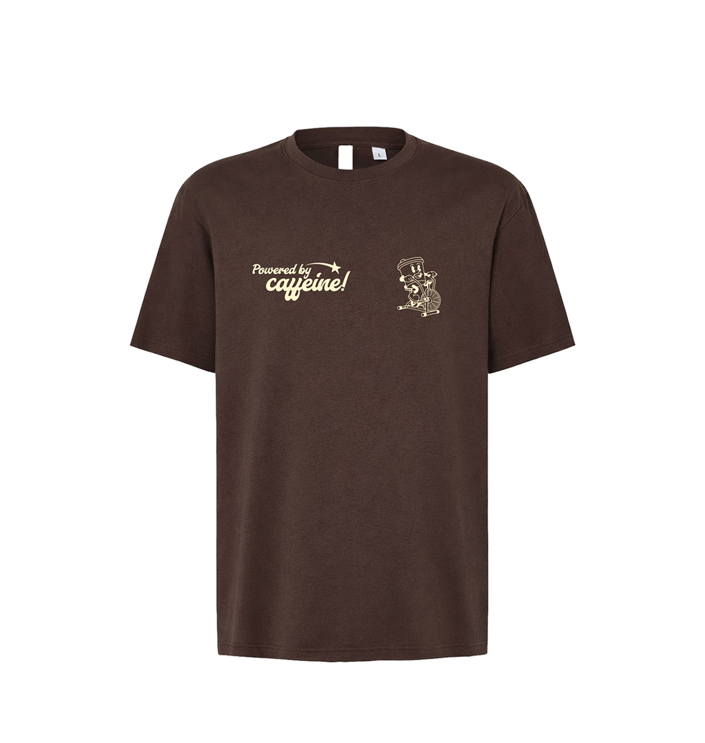Camiseta "Powered by Caffeine" - Brown Oversize Tee