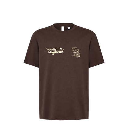 Camiseta "Powered by Caffeine" - Brown Oversize Tee