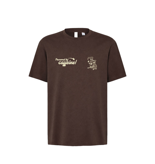 Camiseta "Powered by Caffeine" - Brown Oversize Tee